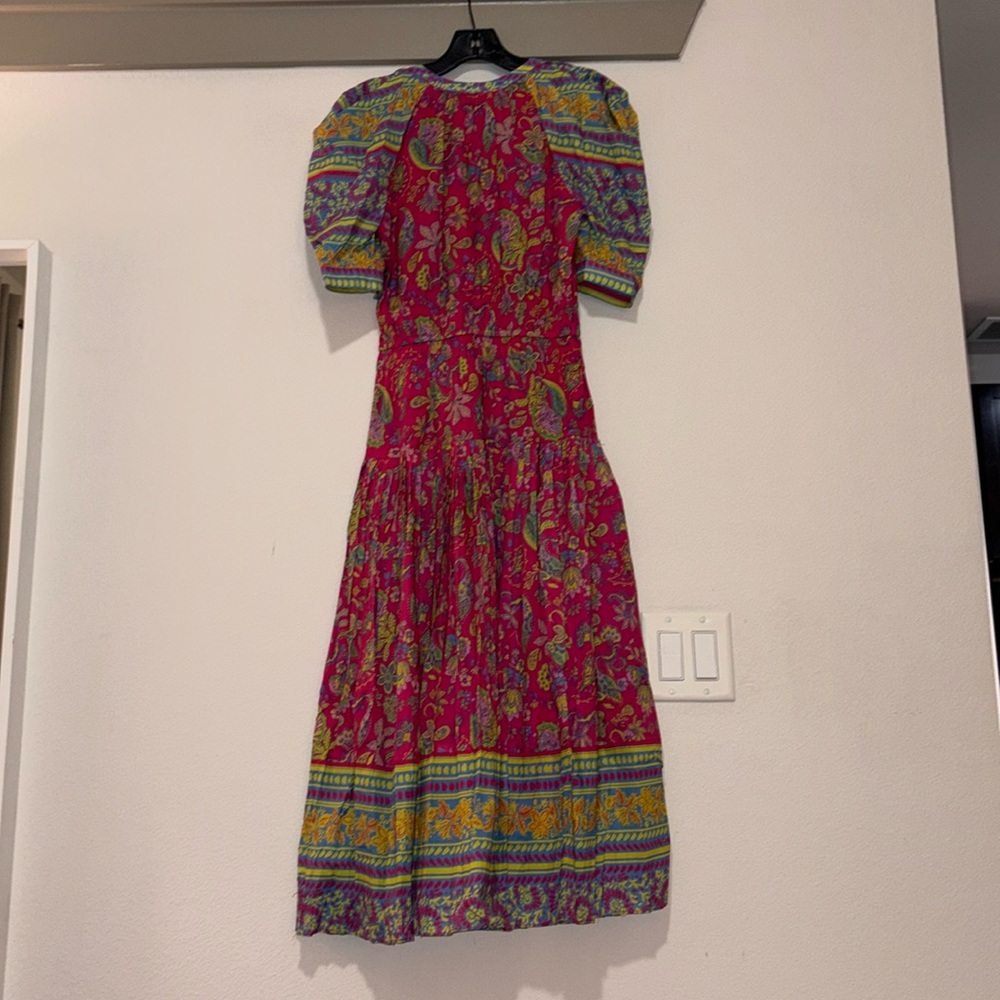 Current Air Lindsey Multi Print Puff Sleeve Midi Dress SZ XS NWOT - Picture 3 of 6